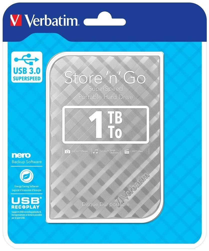 VERBATIM Hard disk esterno slim 1 TB Verbatim con USB 3.0 argento